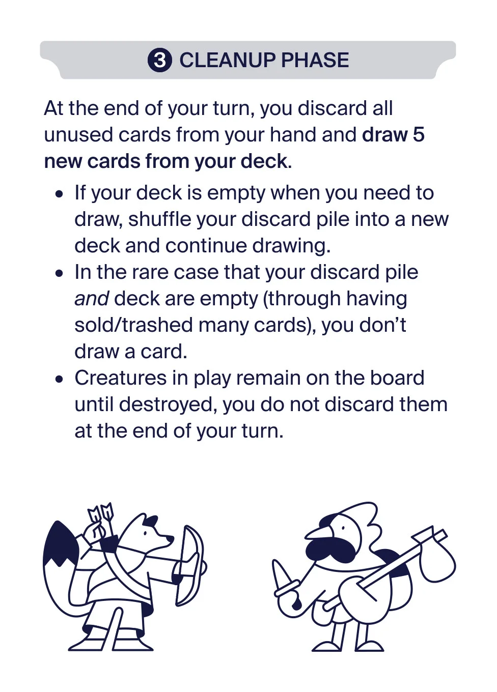 Cleanup phase. Discard your hand and draw five new cards.